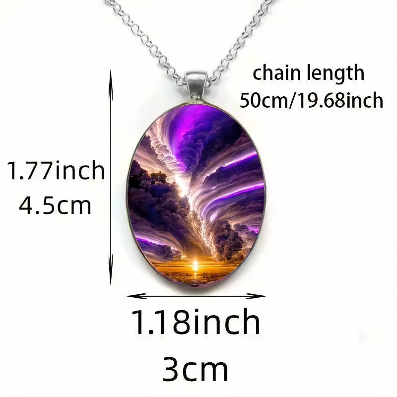 Beauty Oval Necklace Jewelry Vintage Silvery Beach Pendant D