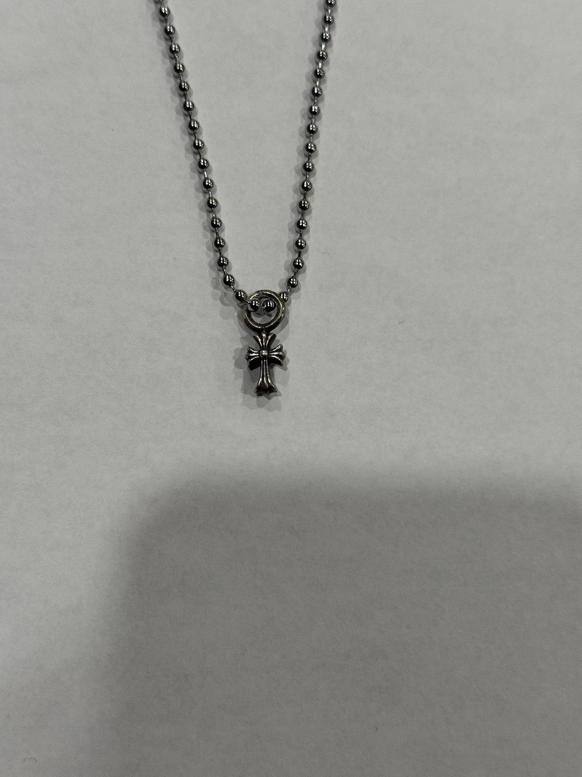 Chrome Hearts Cross Pendant Stack CH Ball Chain Necklace Sterling Silver .925