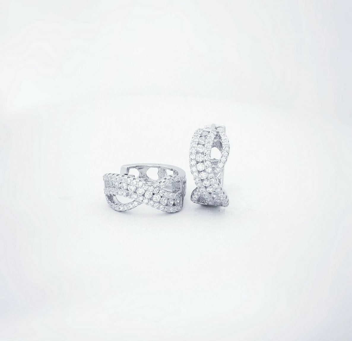 1 Ct Women’s Hoop Earrings 14K White Gold 14K Yellow Gold Plated Solid Silver