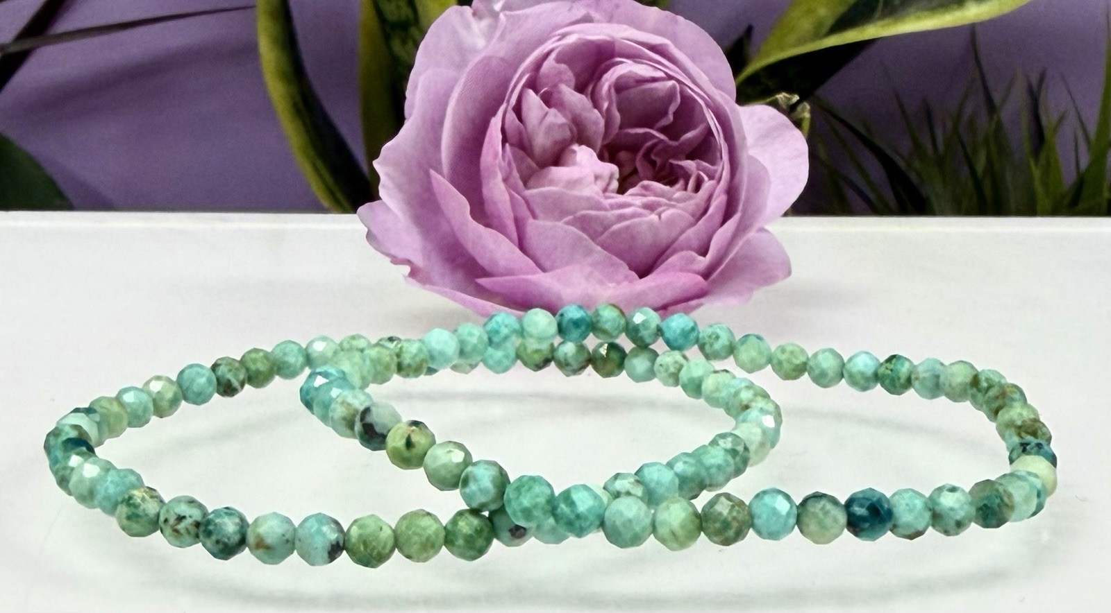 Wholesale 6 Pcs Natural Turquoise 4mm Faceted 7.5” Stretch Bracelet