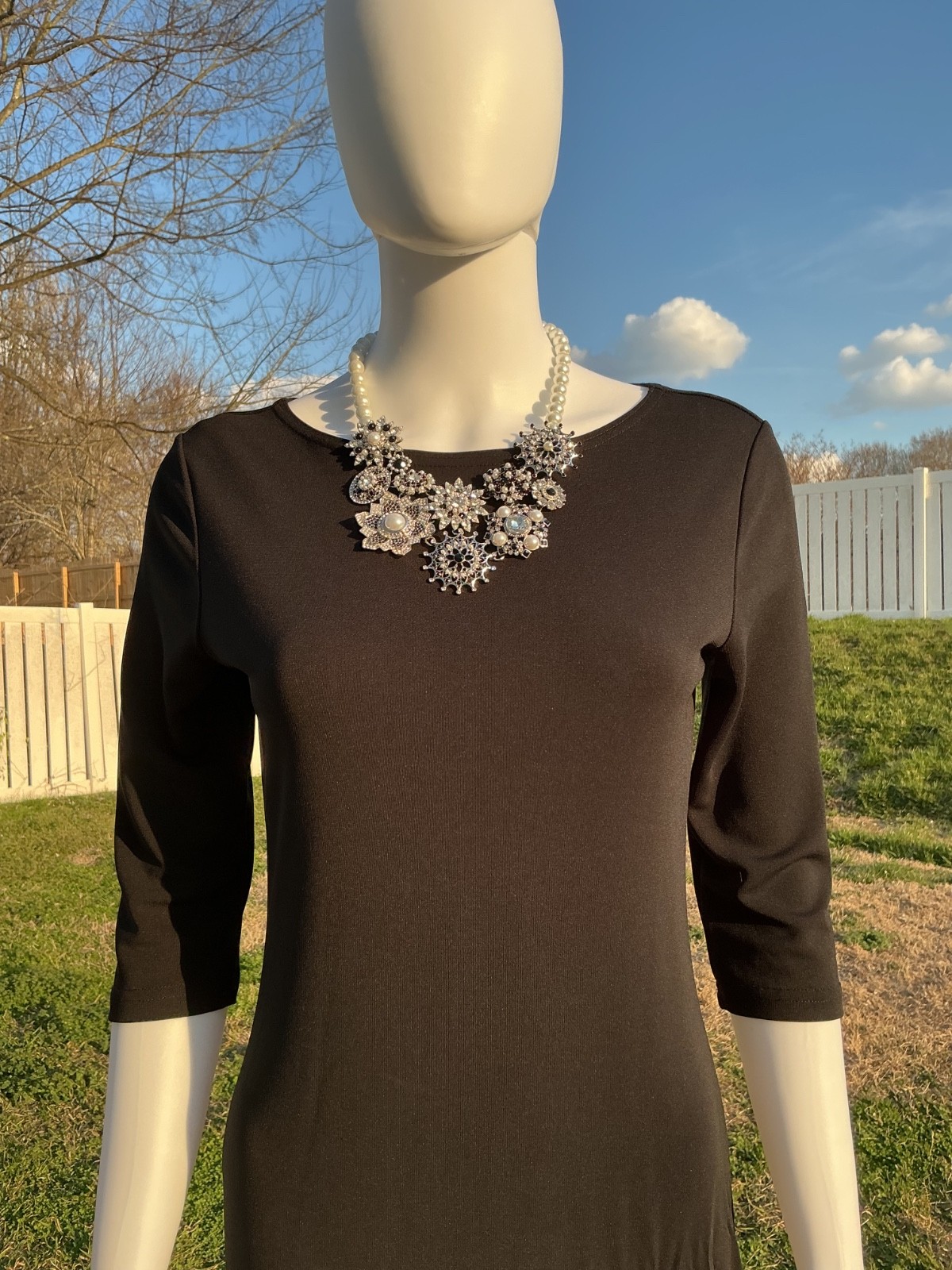Necklace White House Black Market Silver Tone Floral