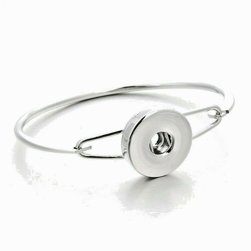 Snap Jewelry Silver Hinge Bangle Bracelet fits 18-20mm Ginger Style Charms NEW