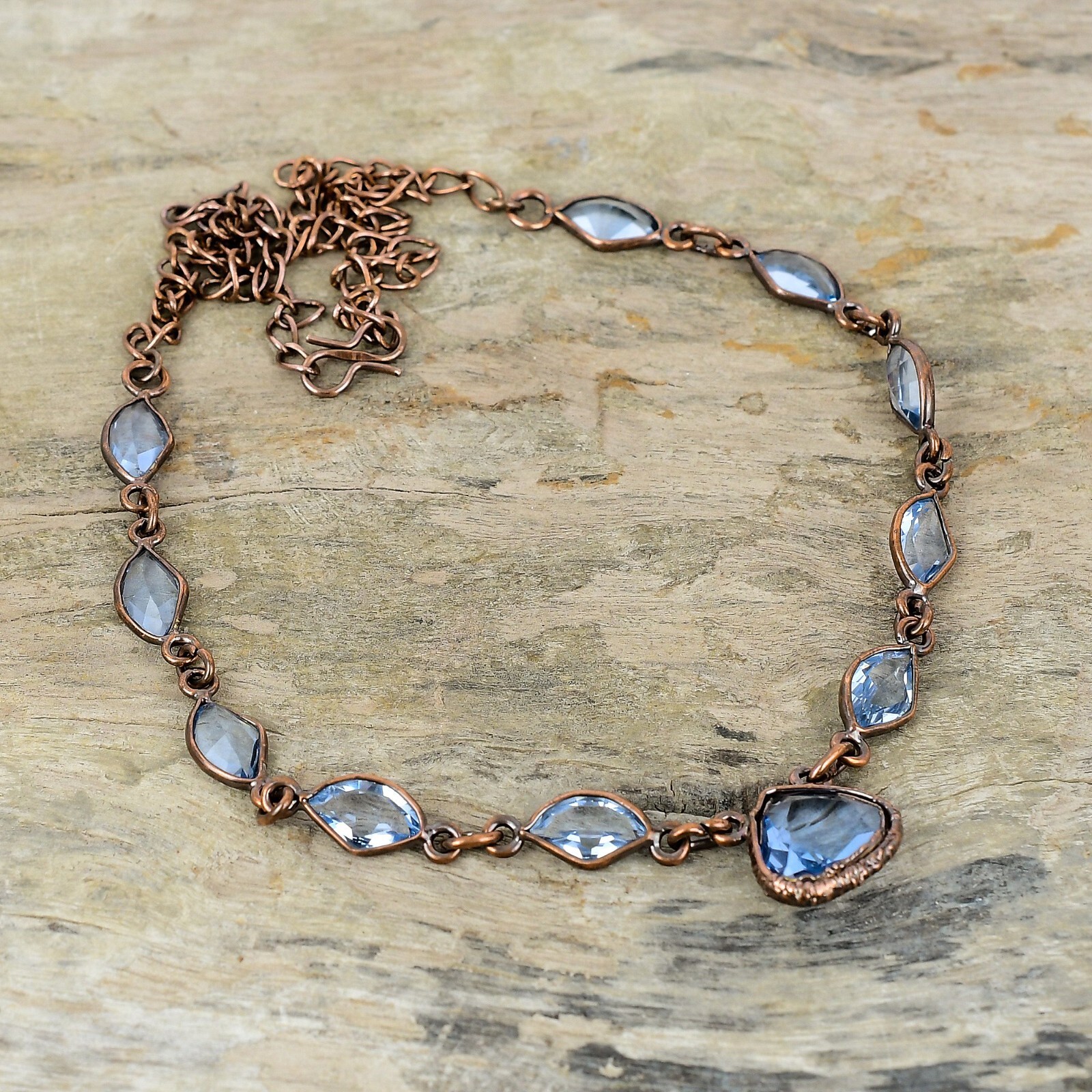 Tanzanite Quartz Copper Gift For Mom Electroformed Adjustable Necklace 18.0″