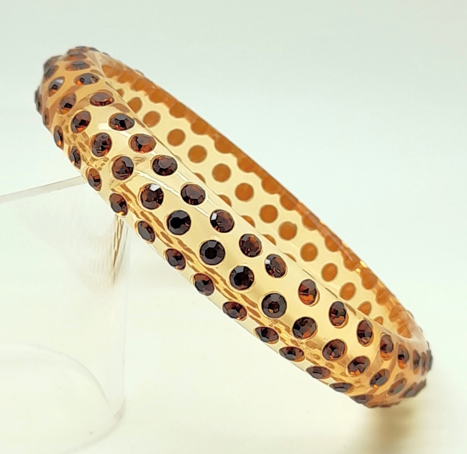 Transparent brown round Plastic dark brown rhinestone fashion bangle bracelets