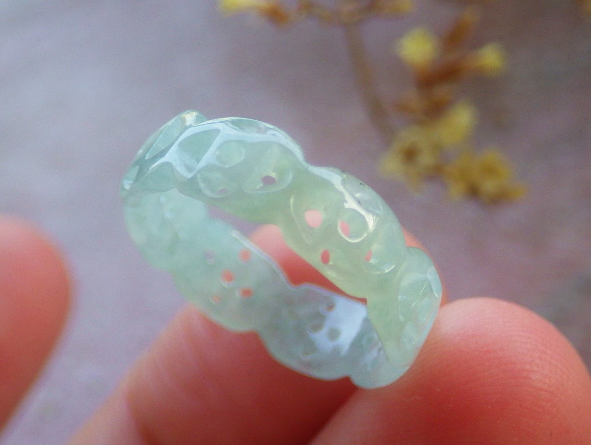 Video Certified Green Natural A Jadeite Jade Money Coin Ring NO. 4.25 # 132546