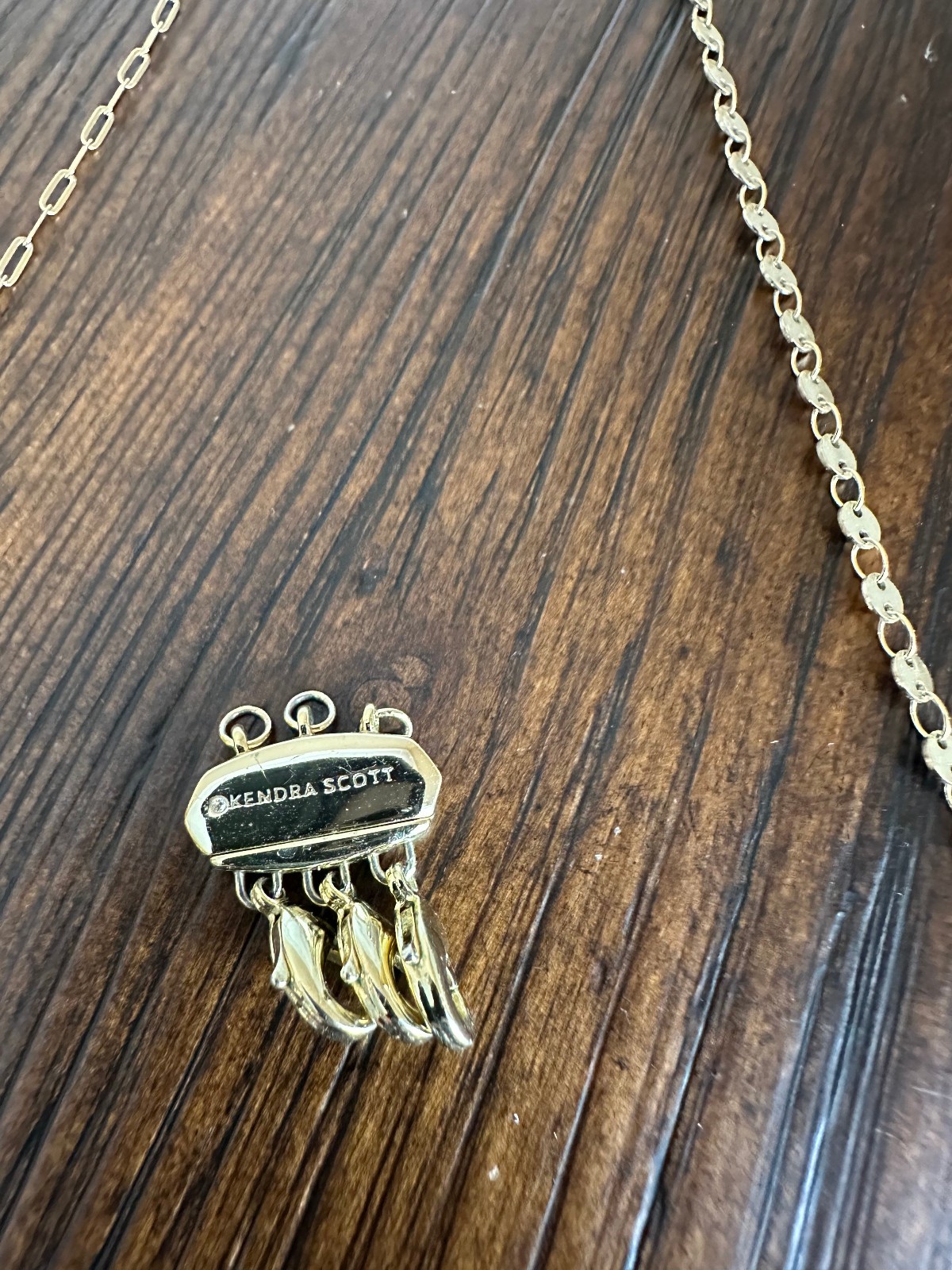 Kendra Scott Convertible Layered Necklace Gold Pink Iridescent 3 In 1 Detachable