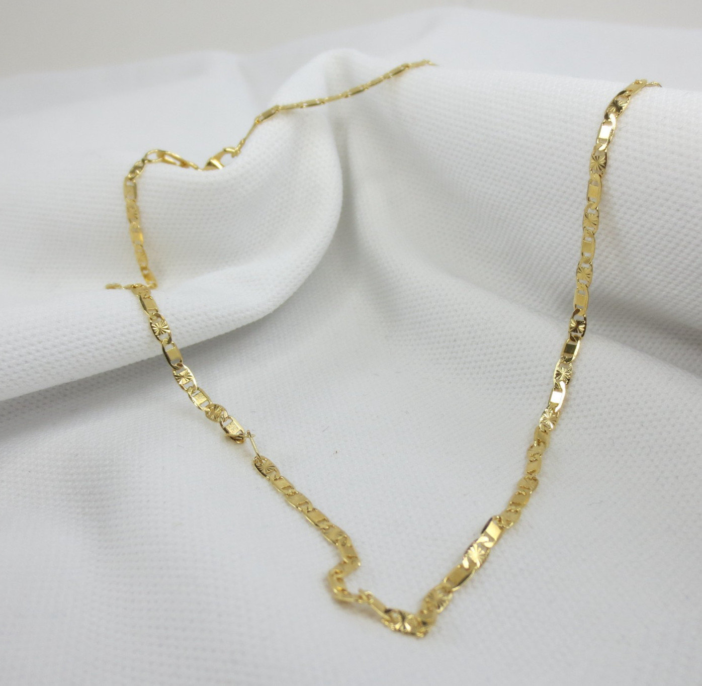18K Yellow Gold Filled 16″ Anchor Mariner Chain Dainty Necklace 3mm Width