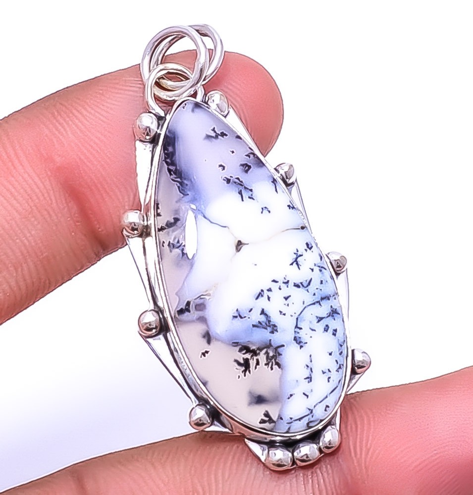 Dendritic Agate 925 Sterling Silver Jewelry Pendant 1.95″ P76491, Christmas Gift