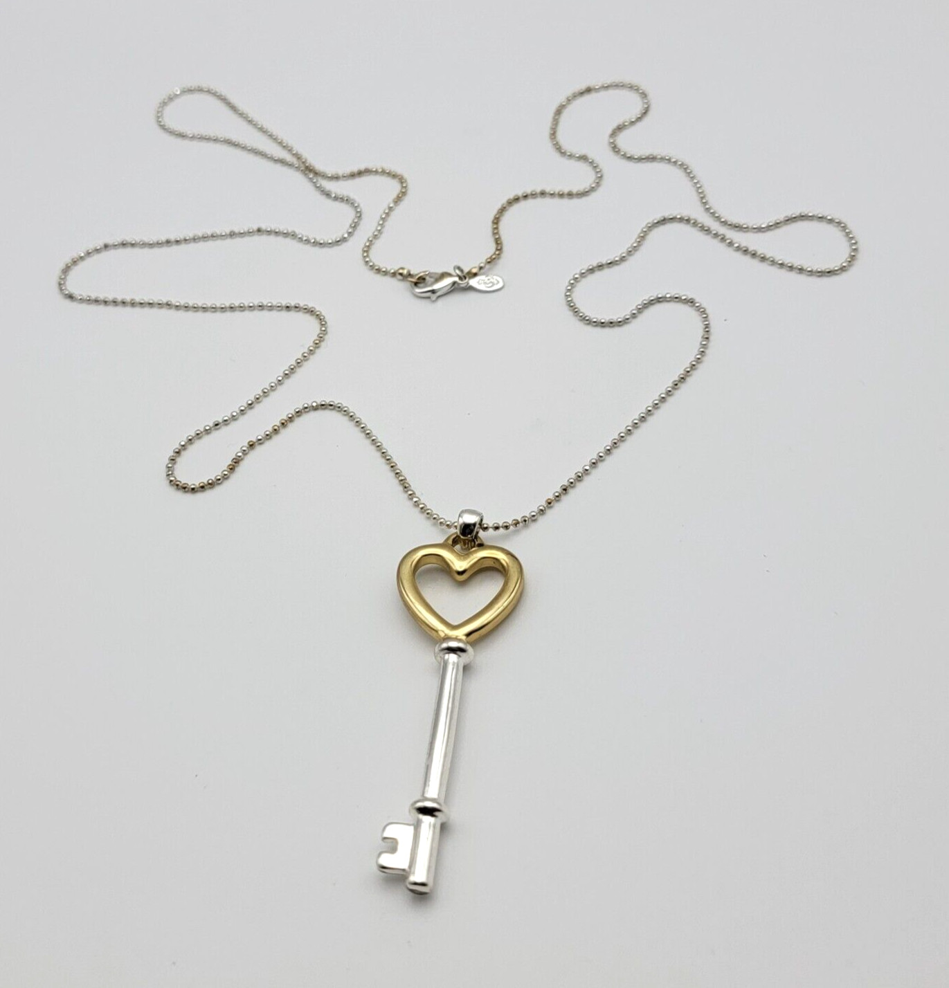 Premier Designs Gold And Silver Tone Key Pendant Necklace 35 in Lobster Clasp