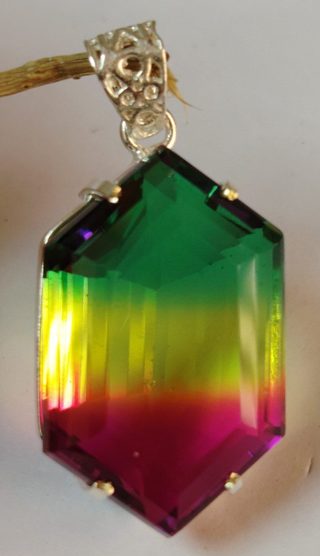 99.40 Ct. Tourmaline Fancy Cut Pendant Sterling Silver Pendant Gemstone Jewelry