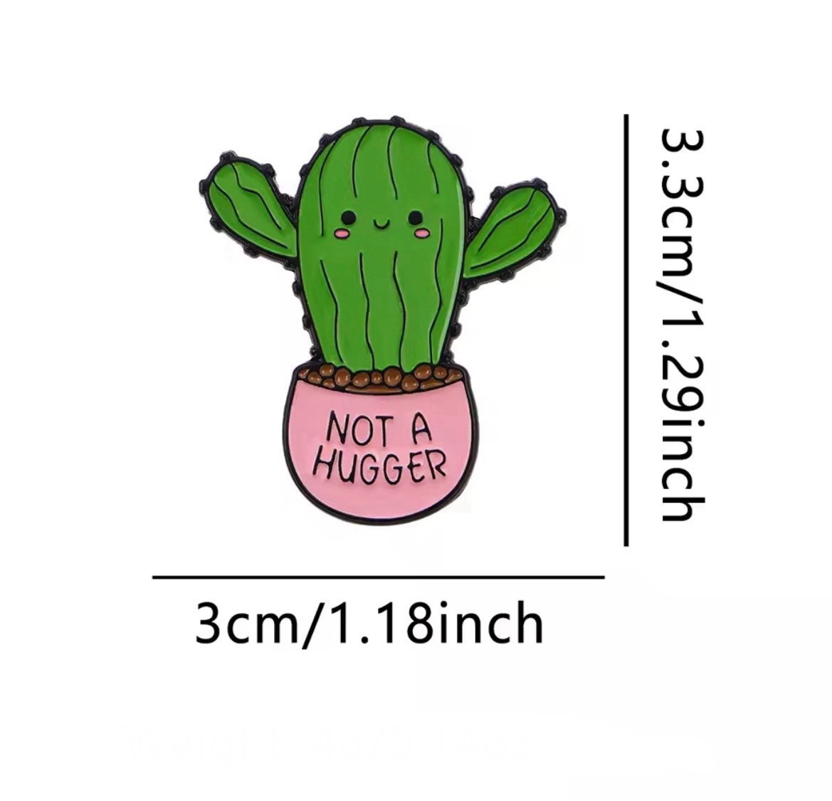 Cactus Style 1pc Pin With Rubber Back Cactus Not A Hugger Fun Pin FREE SHIPPING
