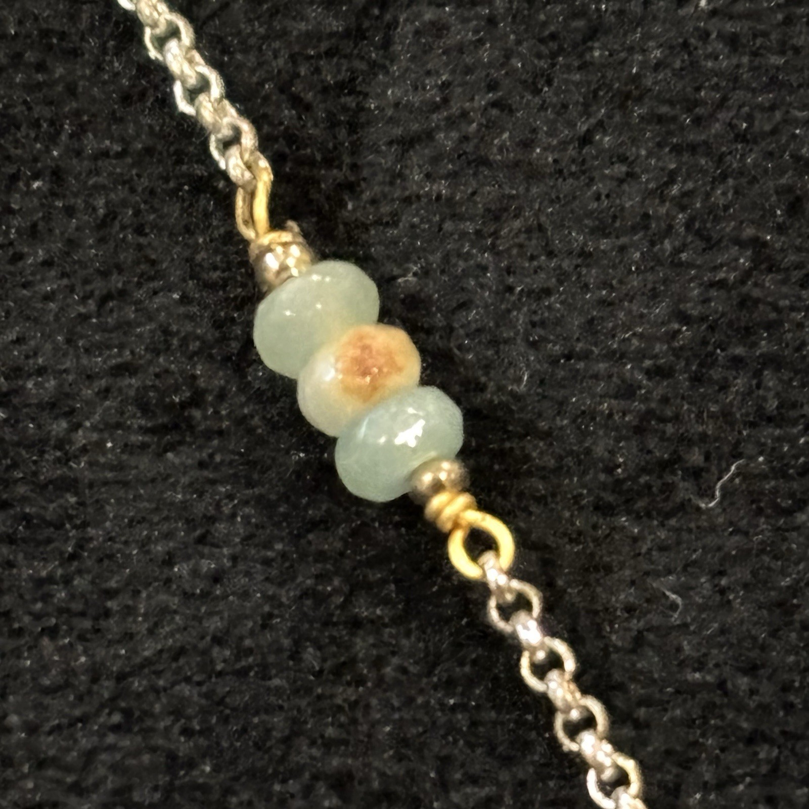 Nakamol Amazonite Bar Necklace Silver Tone Layered Chain 30-33”