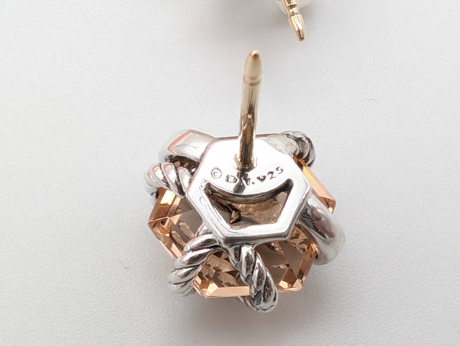 DAVID YURMAN Sterling Silver Cable Wrap Stud Earrings with Morganite & Diamonds