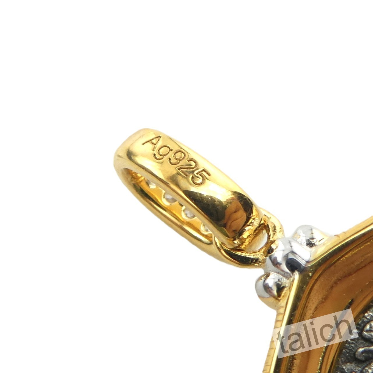 18K Gold Plated Sterling Silver Bee Coin Pendant Double Sided Two Tone Chic