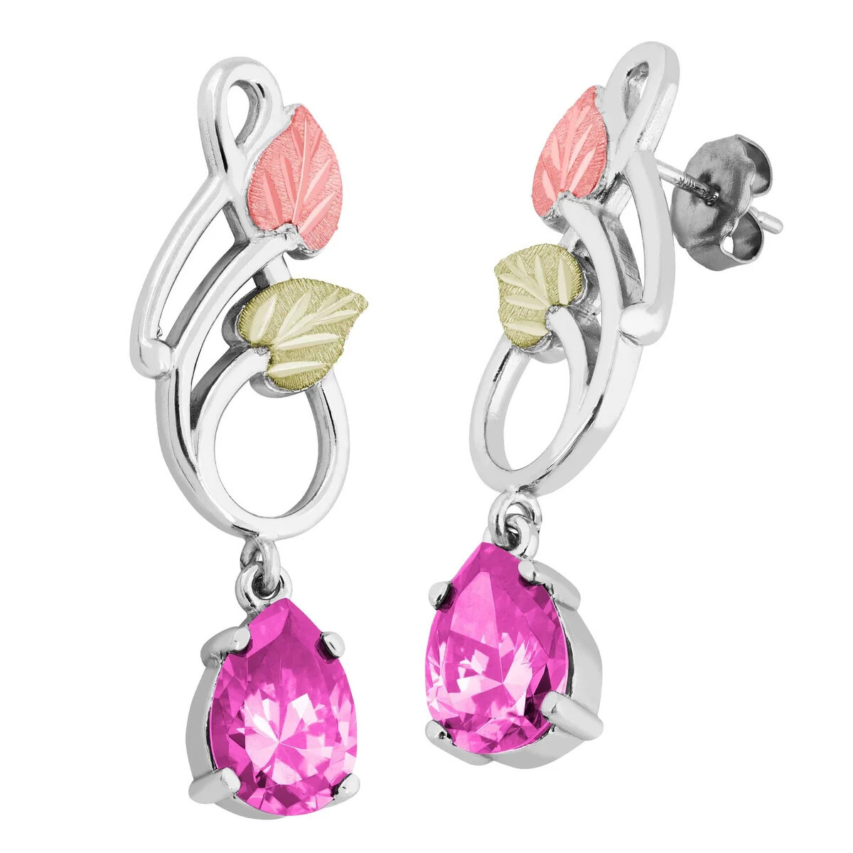 Landstroms Black Hills Gold & Silver Pink Cubic Zirconia Earrings