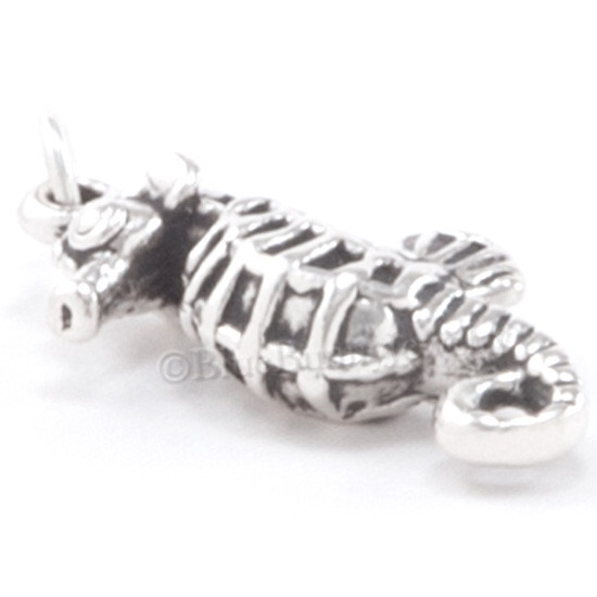SEAHORSE Charm Ocean Sea Horse Animal Fish Pendant STERLING SILVER 925 .925 3D
