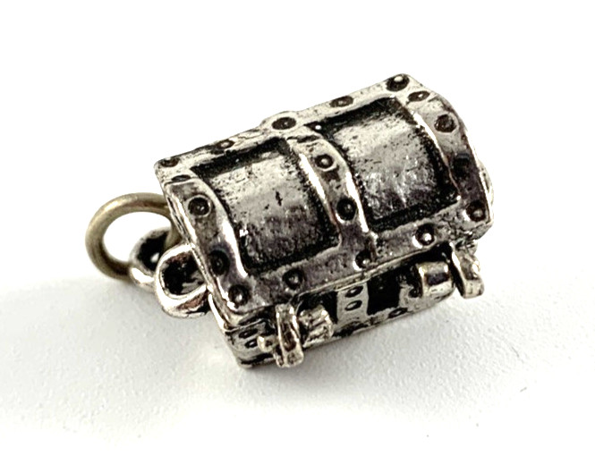 Treasure Chest Sterling Silver Charm | Opens | 1/2″ | New Old Stock | Very Nice