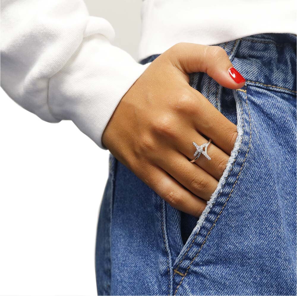 Sterling Silver Classic Clear CZ Religious Cross Fashion Ring Size 6-9 NEW!!