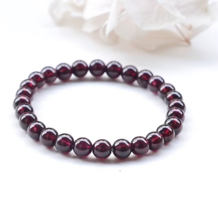 2025HOT!! 5mm Garnet Gemstone Beads Healthy Reiki Women Bracelet Birthstone Gift