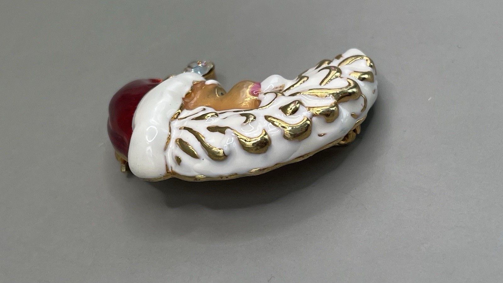 Christopher Radko Women’s Brooch Santa Claus Gold Tone Metal Enamel Rhinestone