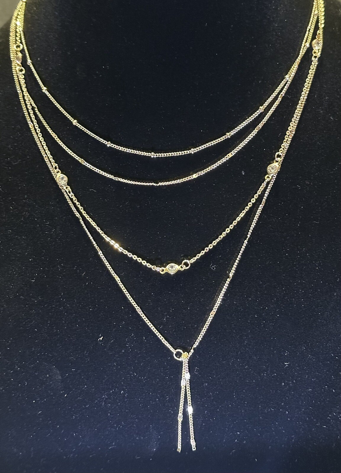 Gold Tone 4 Strand 26” Layered Chain Necklace – Adjustable