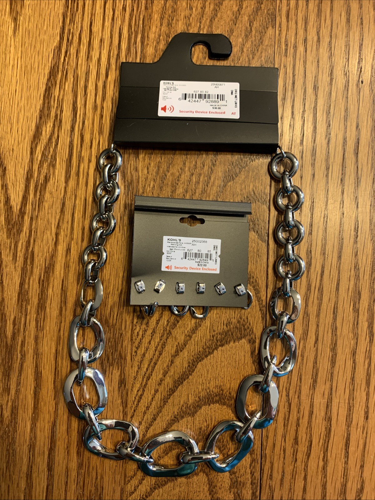 VERA WANG Silver Tone Link Collar NECKLACE + 3 Pairs Shape Link EARRING SET NIP