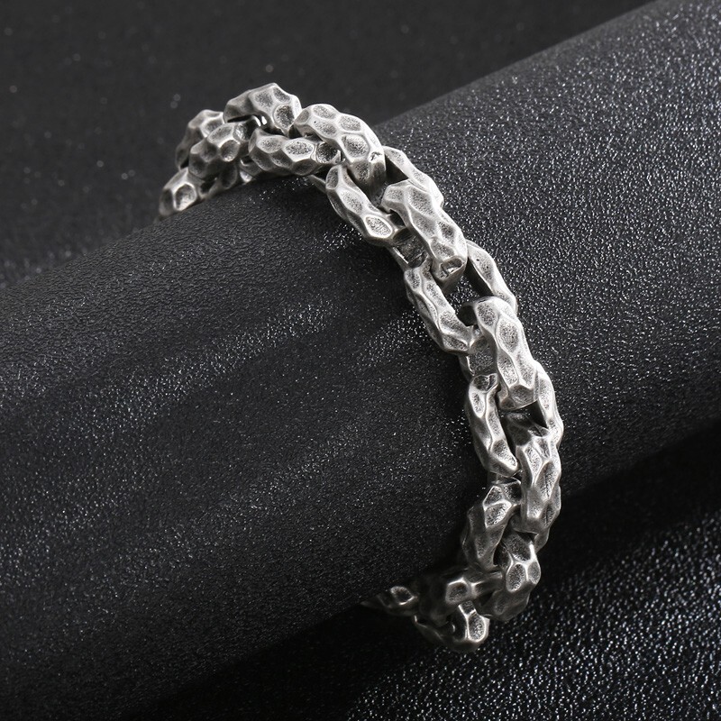Personality Design Pattern Link Chain Bracelet For Mens Stainless Steel 13mm 9”