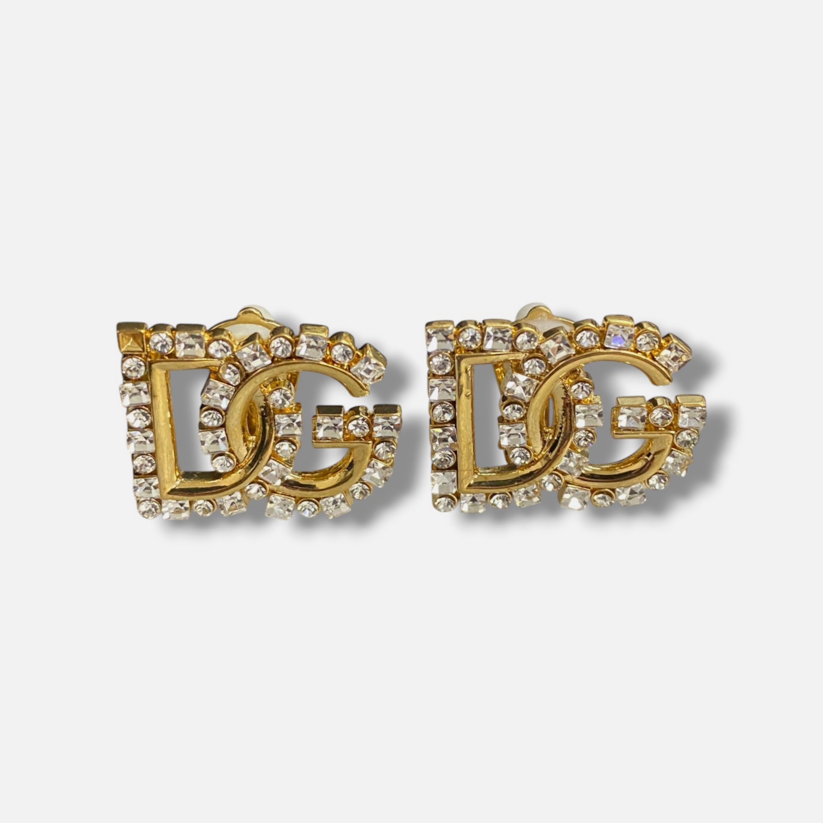 Dolce & Gabbana Women’s Gold Crystal DG Stud Clip-On Earrings