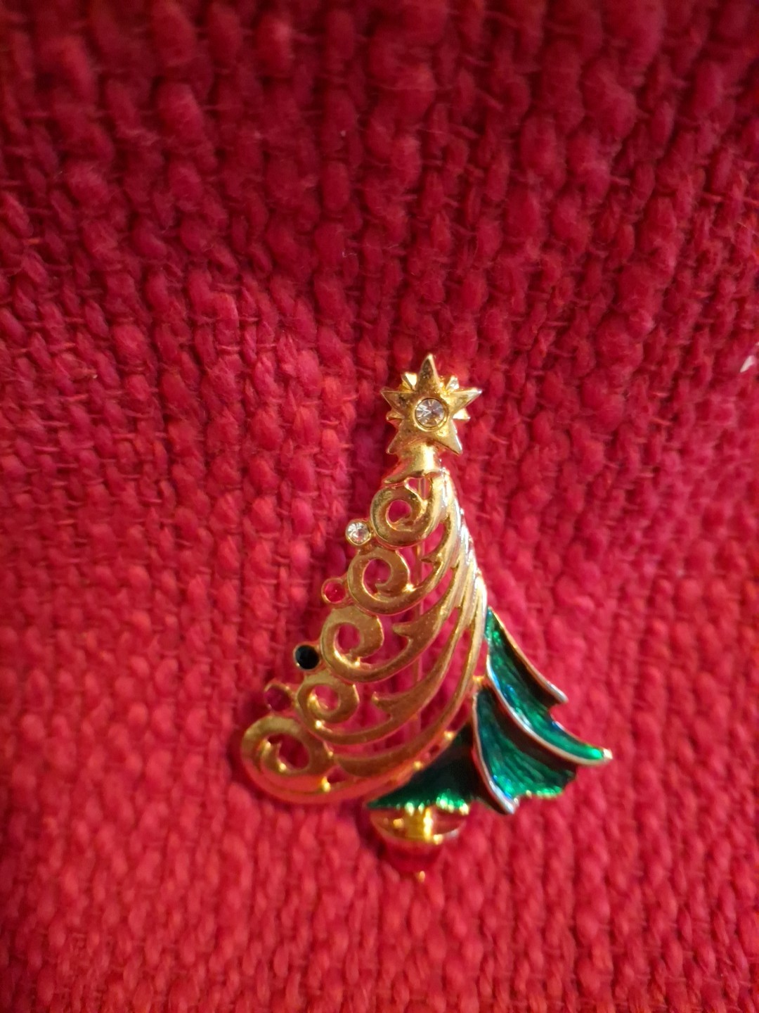 VTG Christopher Radko Christmas Tree Pin Brooch Gold Tone Fashion Jewelry Unused
