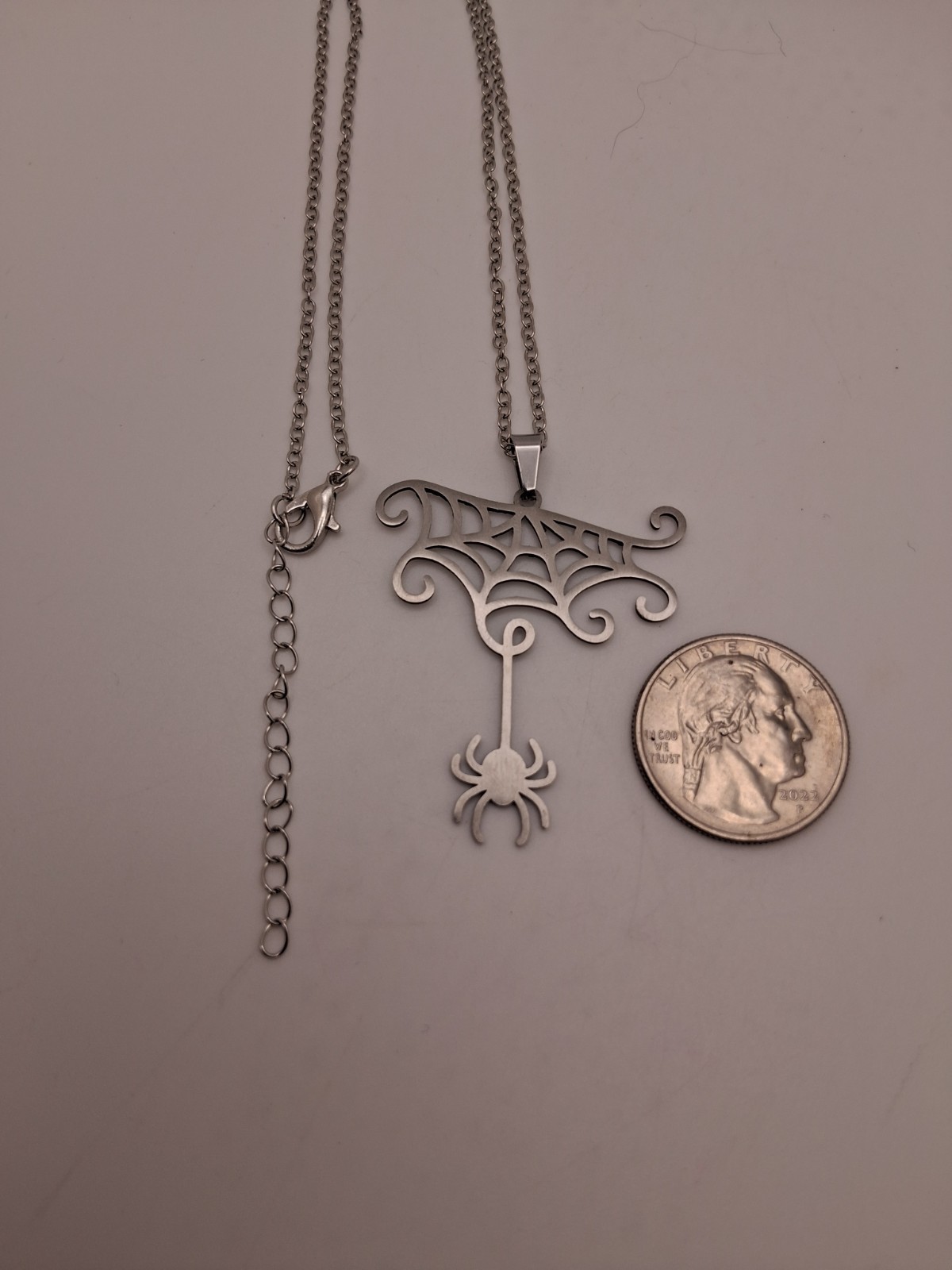 Halloween Themed Spiderweb Spider Stainless Steel Pendant Necklace Fall Party 🎃