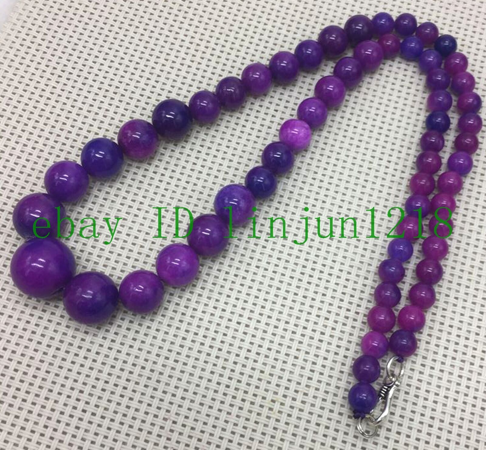 Natural 6-14mm Purple Sugilite Gemstone Beads Necklaces 18″ 925 Silver Clasp
