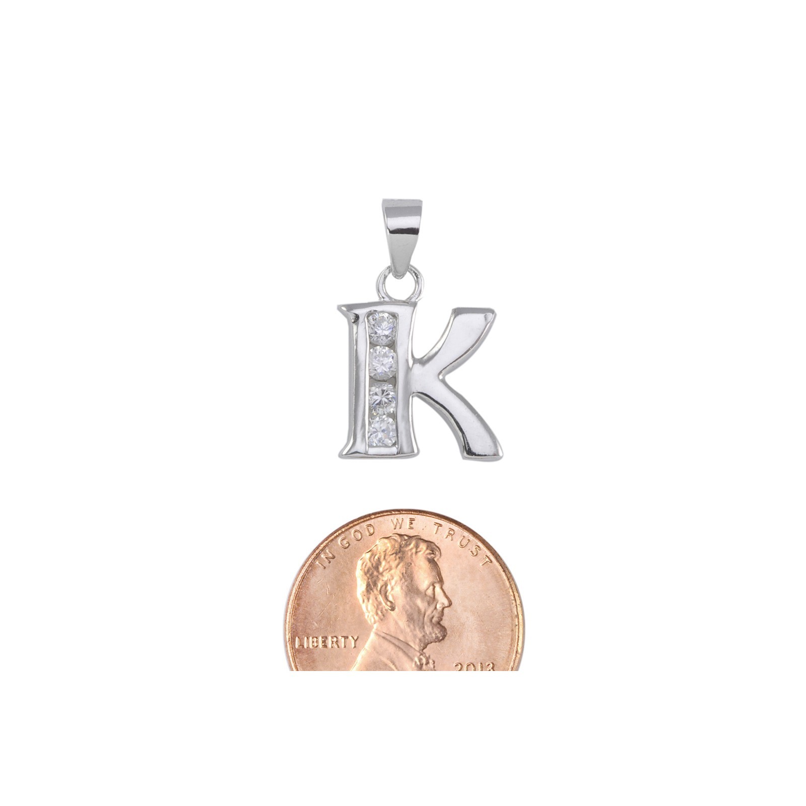 Sterling Silver Initial Pendant CZ Alphabet Jewelry Letters A to Z