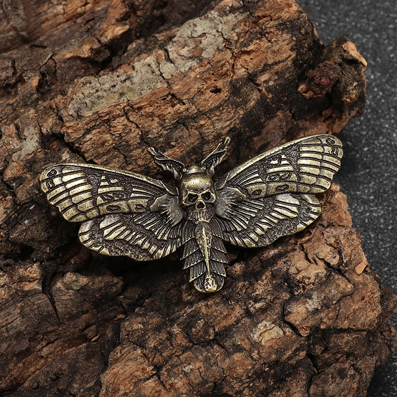 Vintage Halloween Skull Moth Brooch–Death Head Insect Creepy Gothic Jewelry Gift