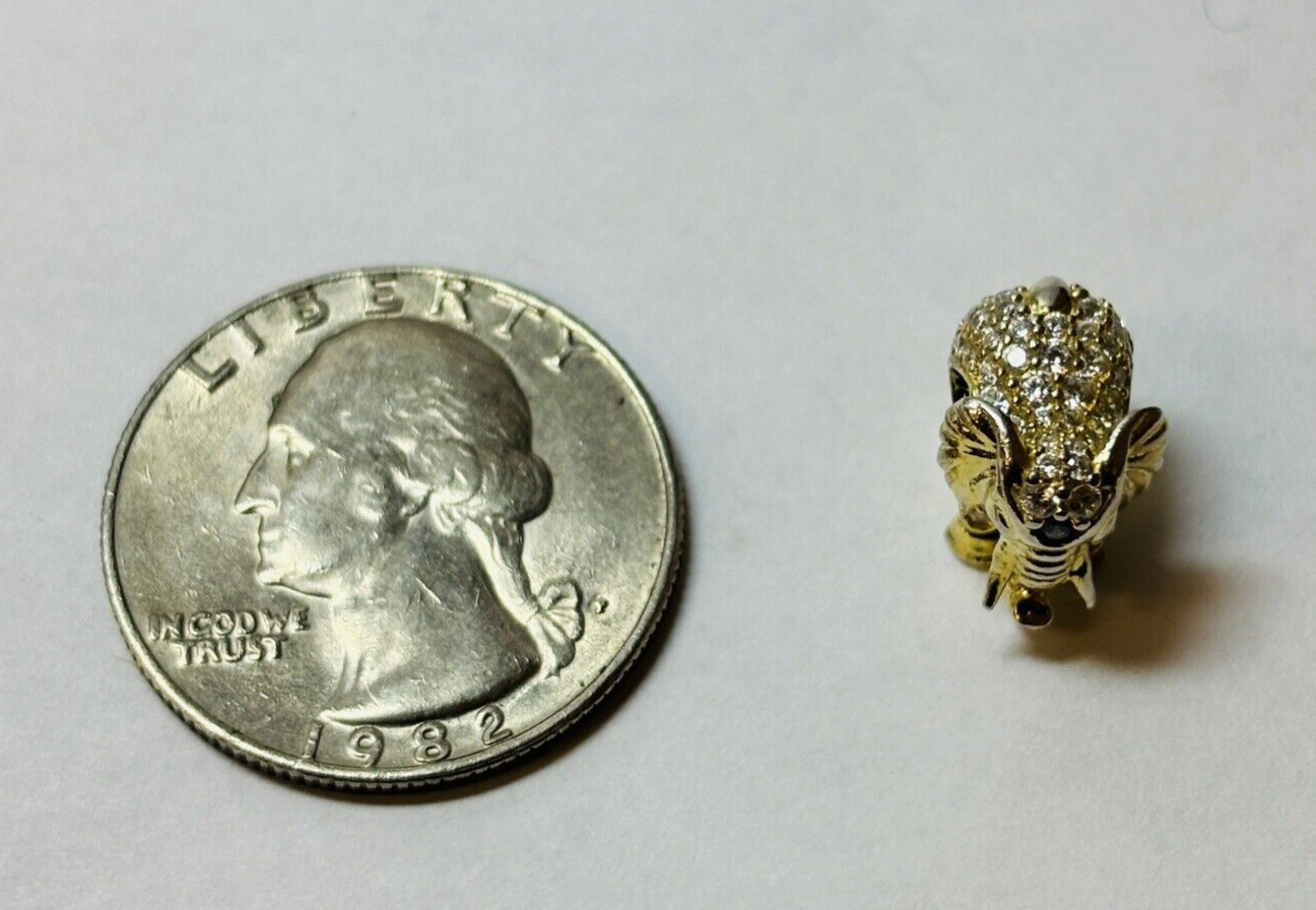 Gnoce Sterling 925 Silver Thai Elephant CZ Bead Charm – .10