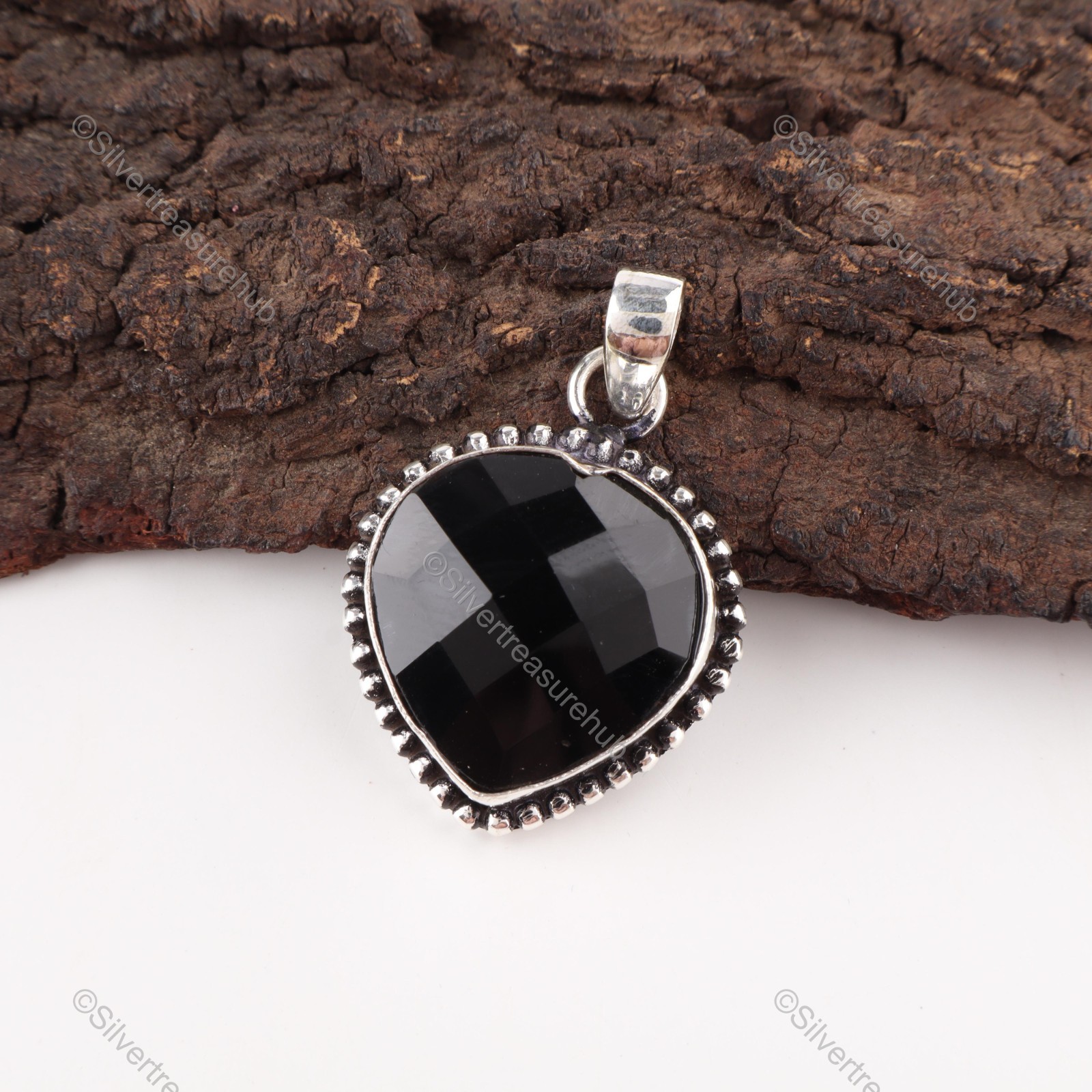 Heart Black Onyx Gemstone Wife Wedding Friendship Day Pendant Jewelry 925 Silver