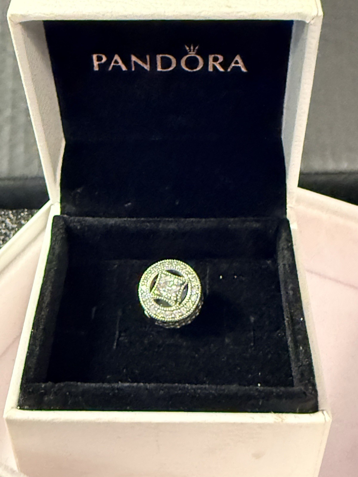 Authentic PANDORA Sterling Silver Vintage Allure Charm #791970CZ. **Retired**