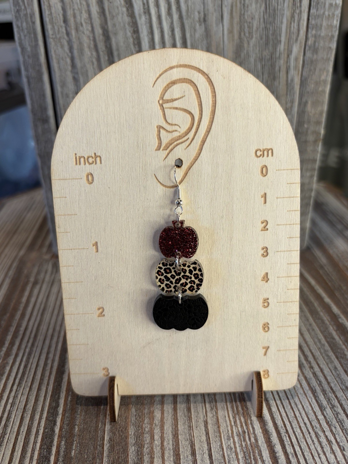 Handmade Fall Leopard And Lace Print Stacked Pumpkin Acrylic Earrings