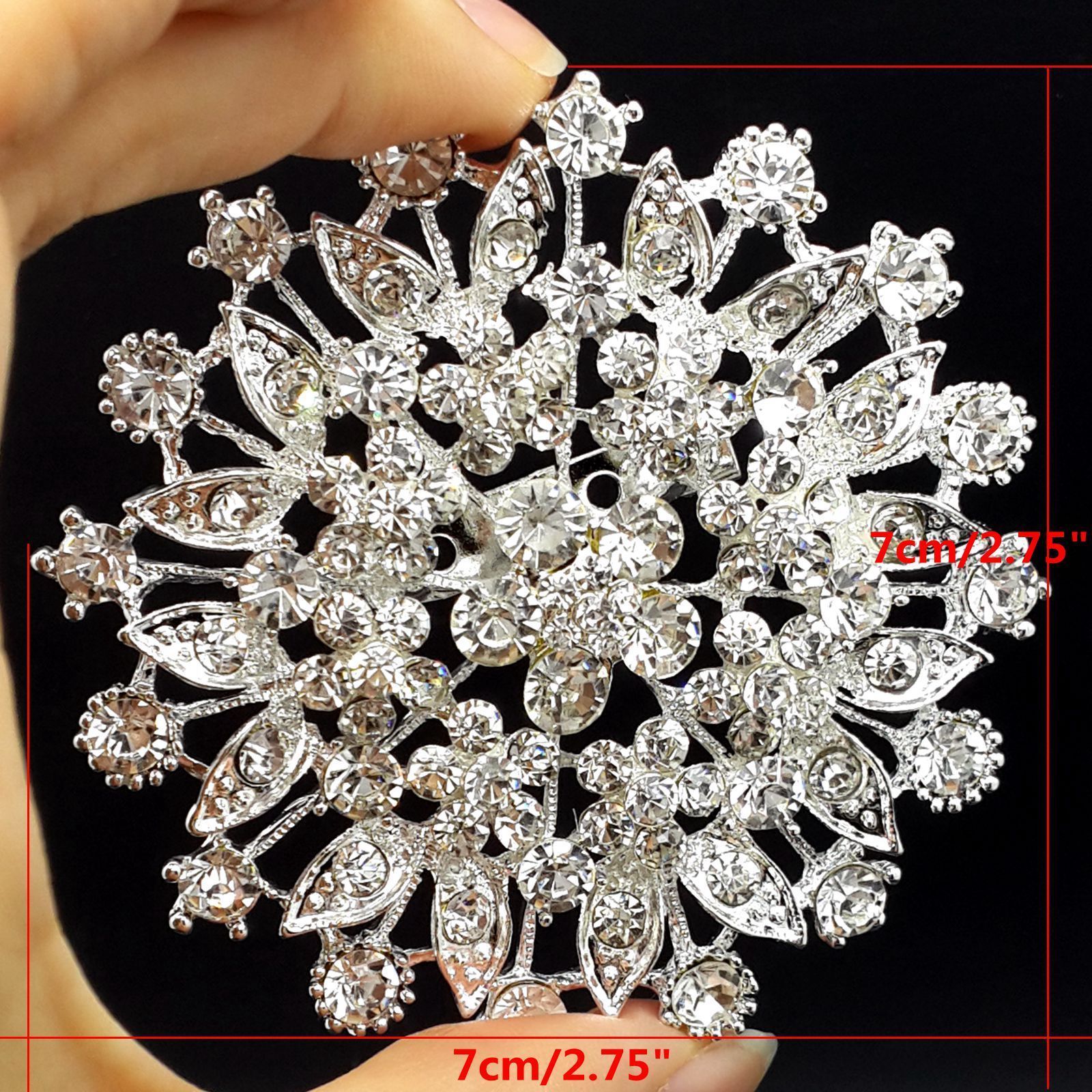 Lot 30pc Mixed Sliver Rhinestone Crystal Brooches Pin DIY Wedding Bridal Bouquet
