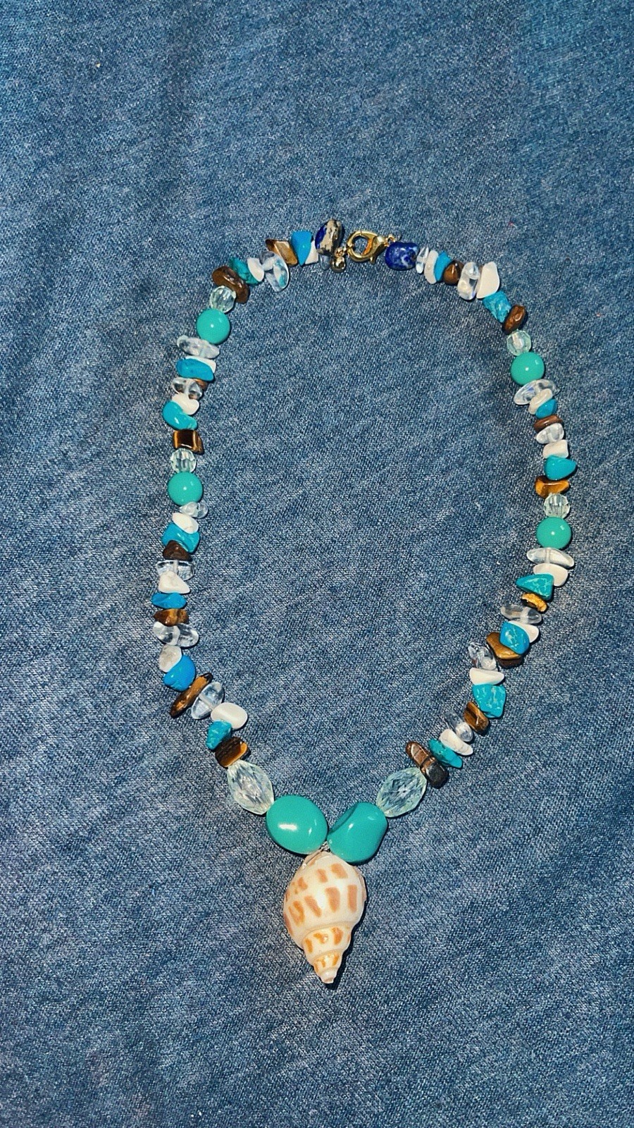 EMBER&BRUSH Beaded Necklace Shell Charm Pendant Multicolor Beach Sea