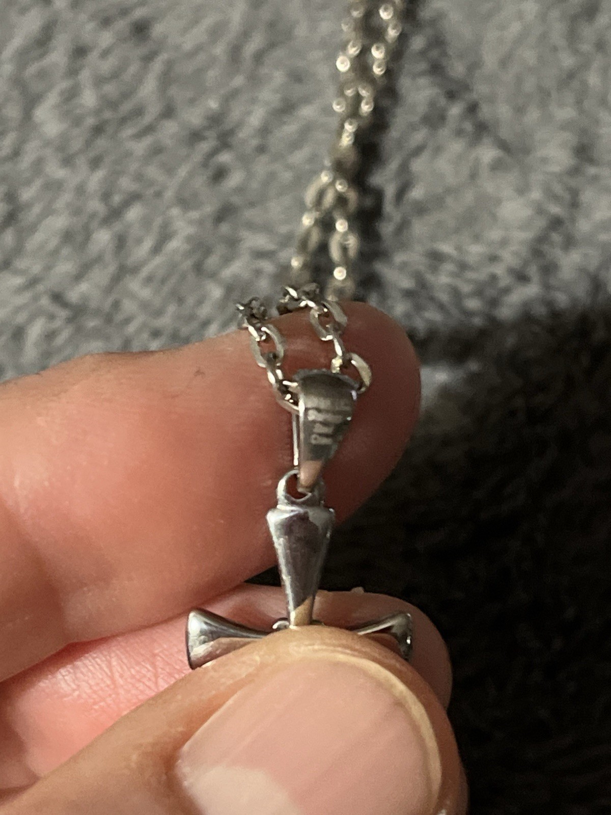 VTG 1″ Cross w Heart Silver Tone Stainless Steel Pendant 19″ Necklace Gift