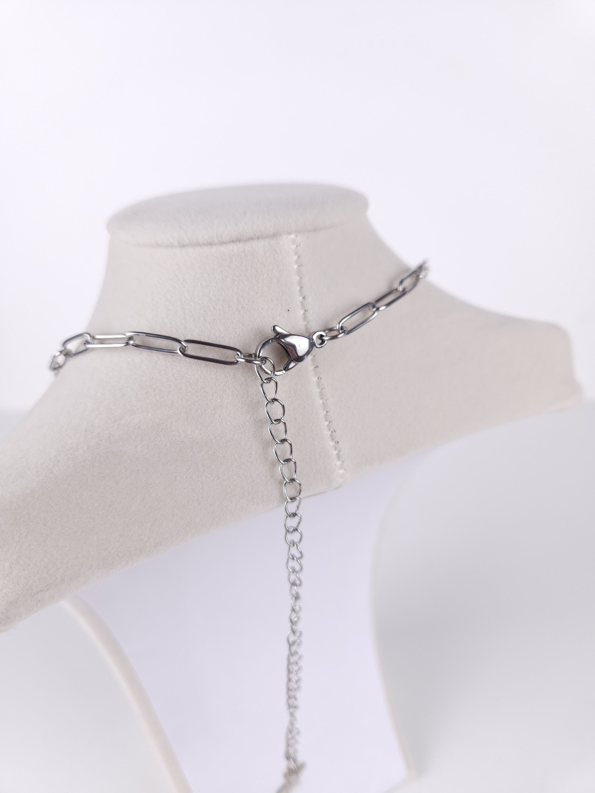 Dalmata Silvertone Chain Necklace with Cowboy Hat Skull Drop Pendant
