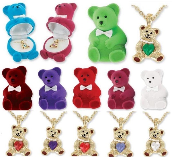 SALE! Teddy Bear December Birthstone Pendant Necklace New FREE SHIP USA