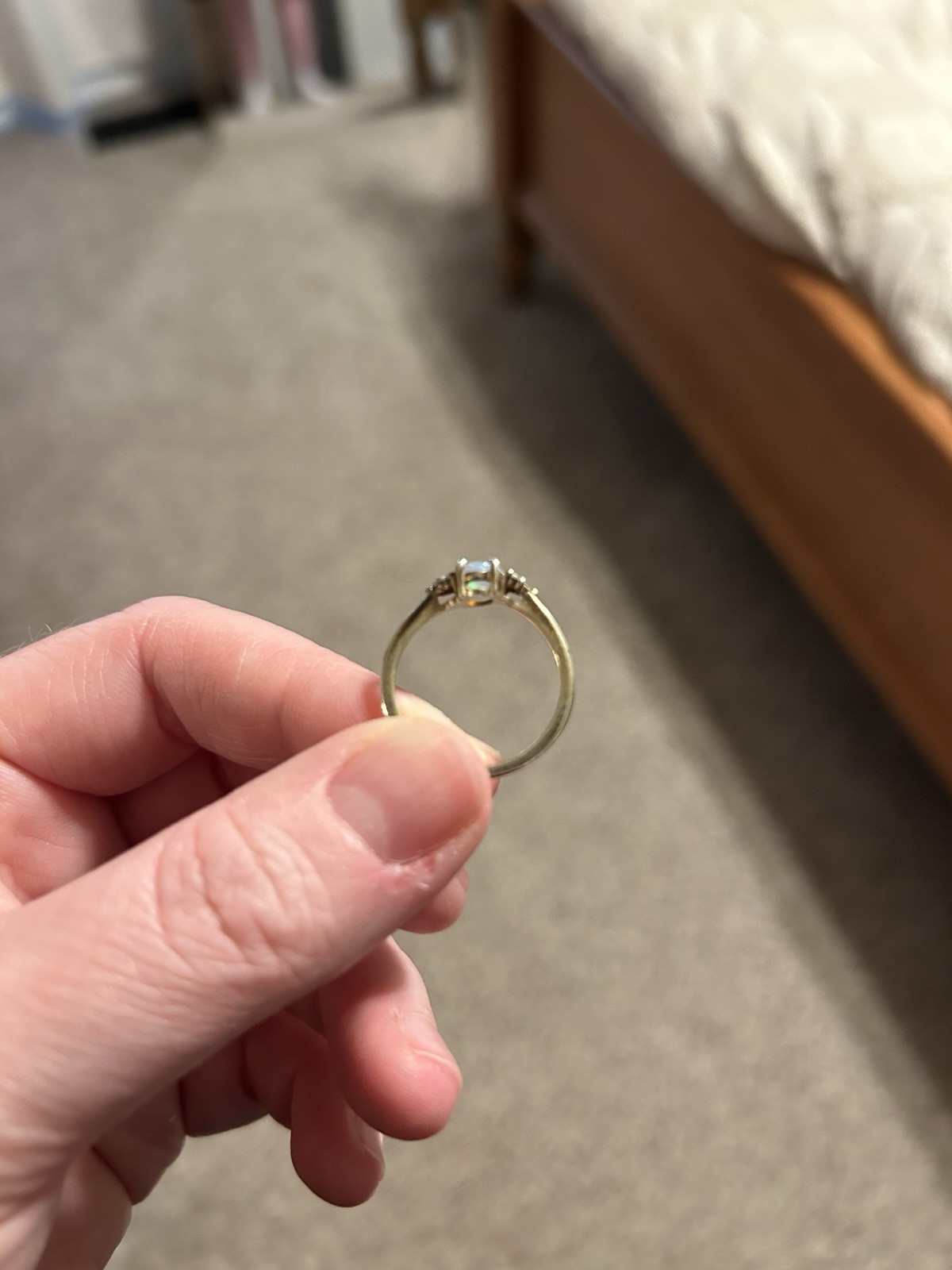 Faux Opal Ring With Faux Diamonds *Read Description*