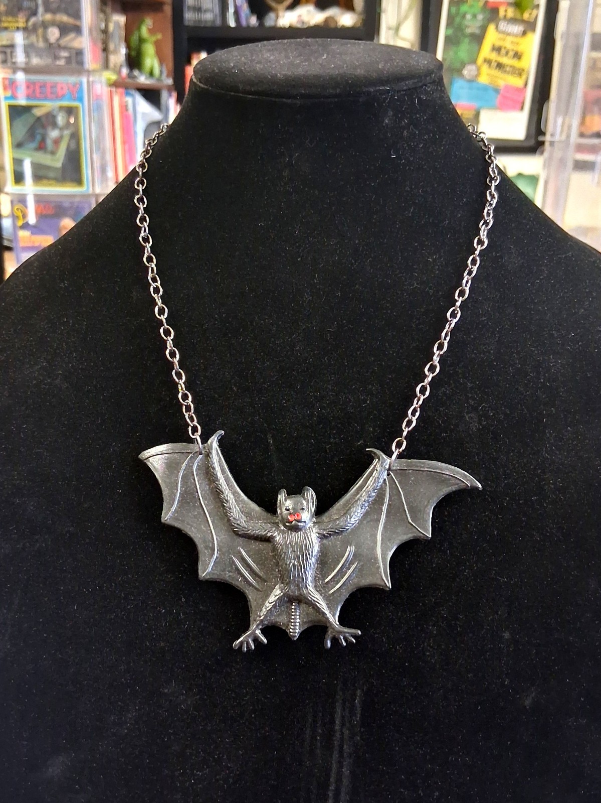Halloween Vampire Bat Statement Necklace Goth Whimsical Costume Jewelry