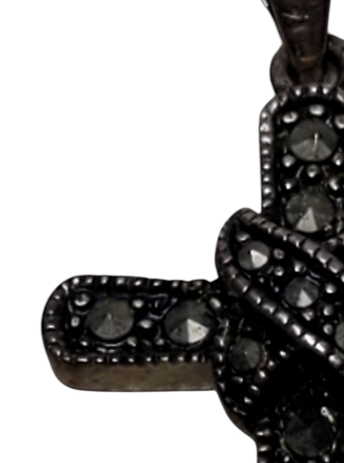 925 Sterling Silver Marcasite Vintage Religious Cross Pendant W/ Stones 2.53g