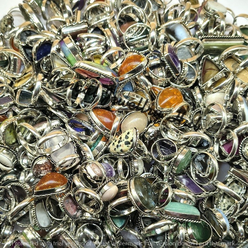 Lovely Garnet & Mix Gemstone Rings 925 Sterling Silver Plated Bulk Jewellery Lot