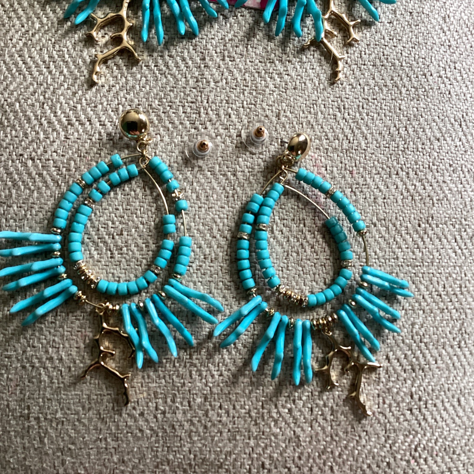 Lilly Pulitzer Light Aqua Island Calypso Beaded Earrings New