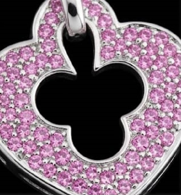 4ct Round Simulated Pink Sapphire Heart Spade Halo Pendant White Gold Plated