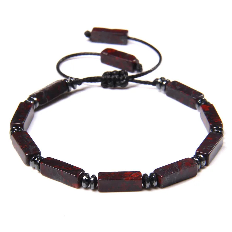 Natural Stone Bracelet Rectangle Lapis Lazuli Agates Tiger Eye Beads Adjustable
