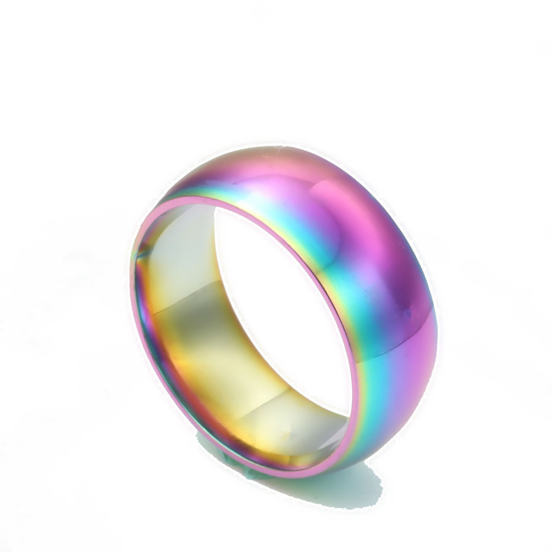 4mm/6mm/8mm Mystic Rainbow Titanium Steel Mens Women’s Party Band Ring Size 5-13
